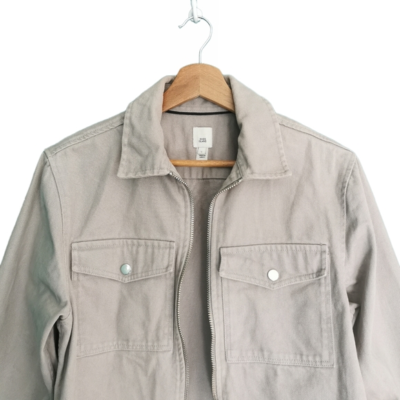River Island Stone/Beige Men's Utility Denim Jacket - Picture 2 of 8